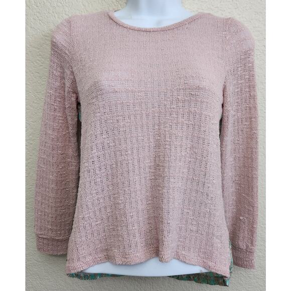 Vintage Havana Pink Popcorn Knit Long Sleeve Top Large Rayon Back Panel Soft - Picture 1 of 5